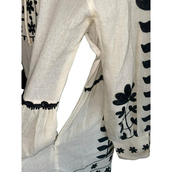 Roja Boho Chic Off-Shoulder Wool Dress With Black Embroidery Long Sleeves Size S - Picture 8 of 12